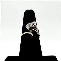 13k Vtg Style Calla Lily Arum Flower Blossom Diamond Ring Size 6.5